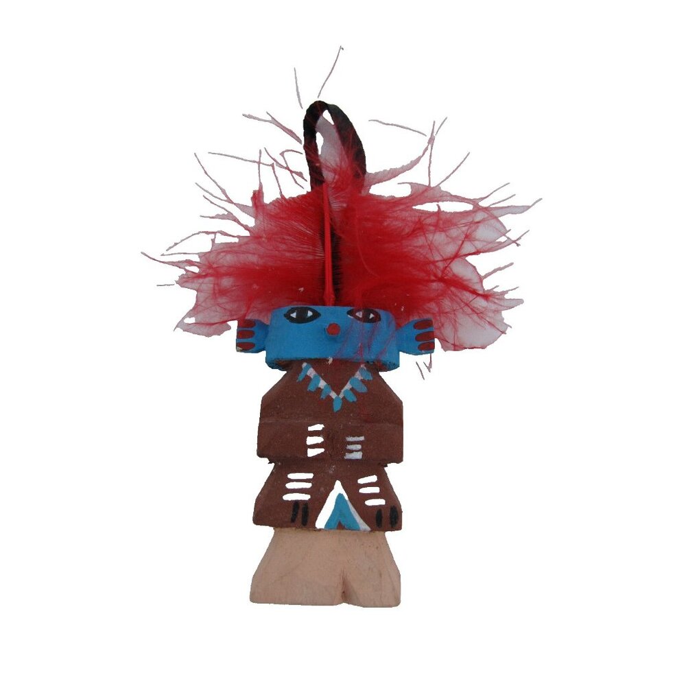 Kachina Doll Christmas Ornament Desert Southwest Collection Wood Red Feather